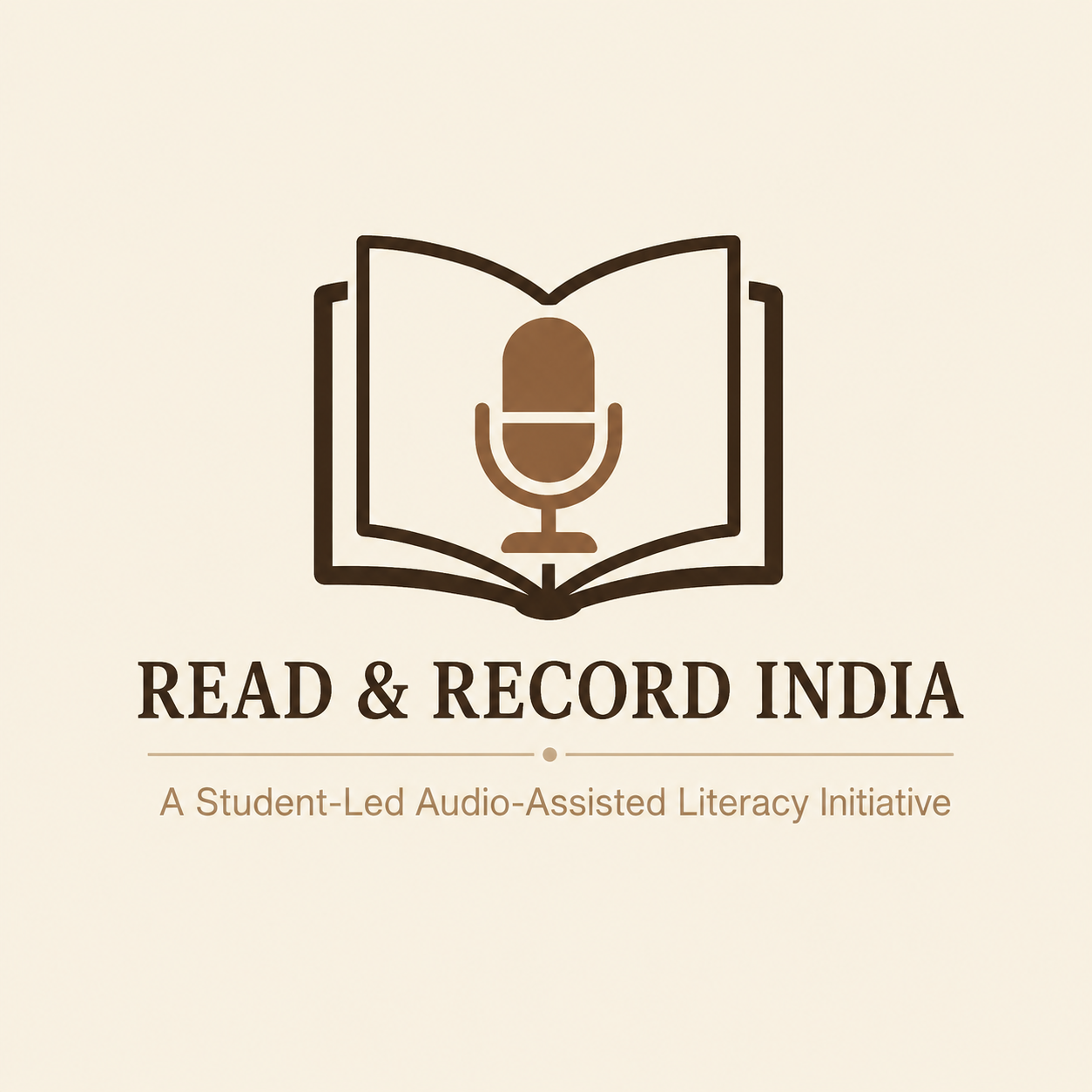 Read and Record India logo — an open book with a microphone